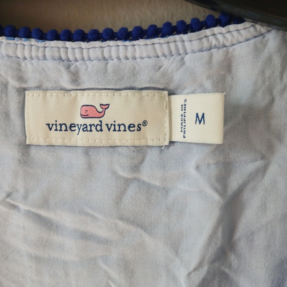 Vineyard Vines Women's Size Medium Cay Scarf Print Pintuck Dress Fringe Mini - Picture 2 of 16